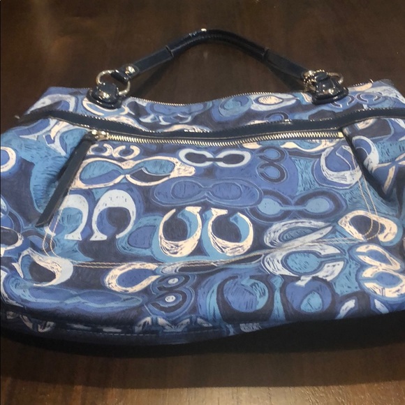 Coach Handbags - Coach Poppy Glam 19881 Denim Blue Signature Logo